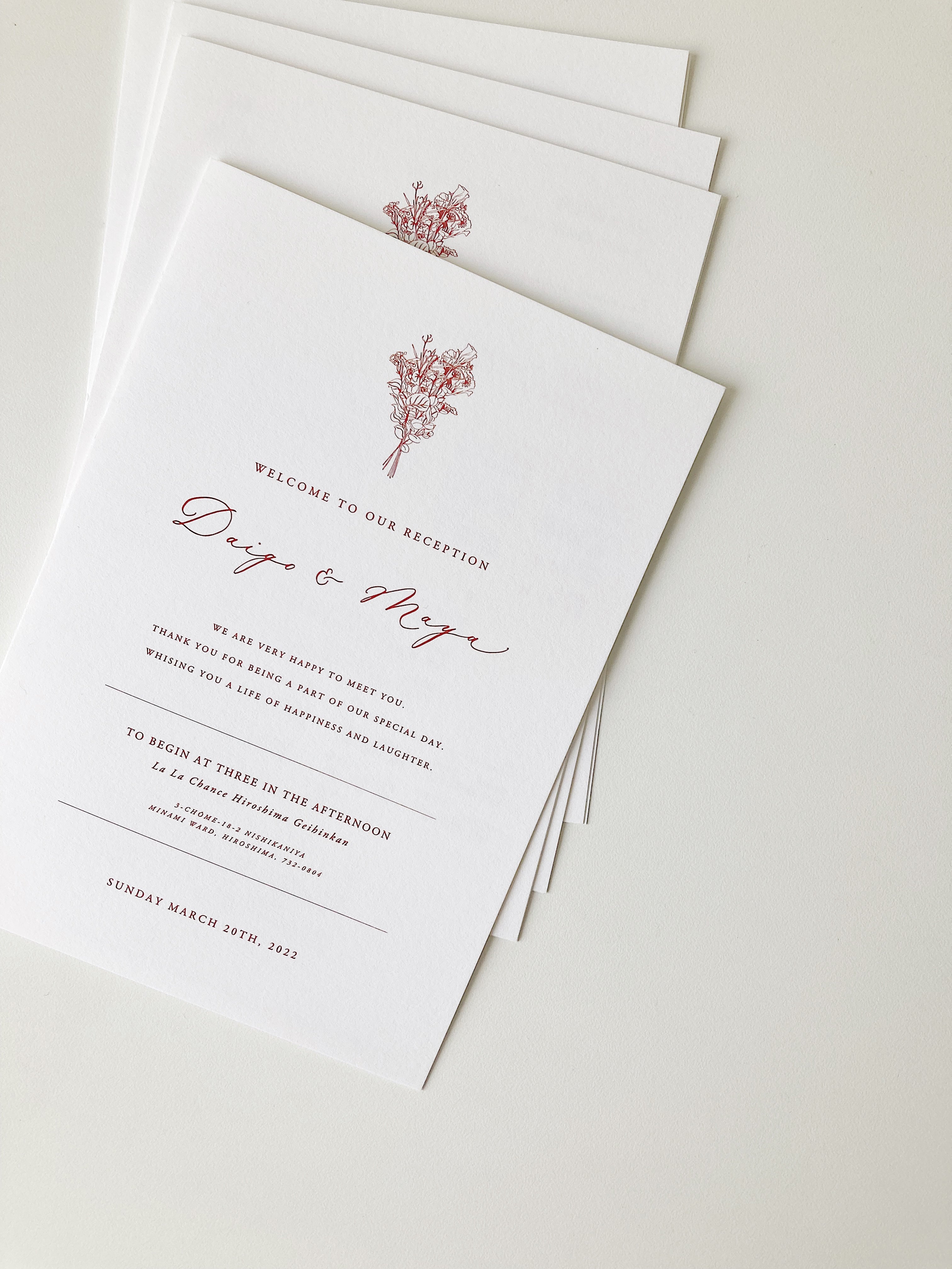 カリグラフィー 結婚式席次表 デザイン ウェディングペーパーアイテム コットンペーパー