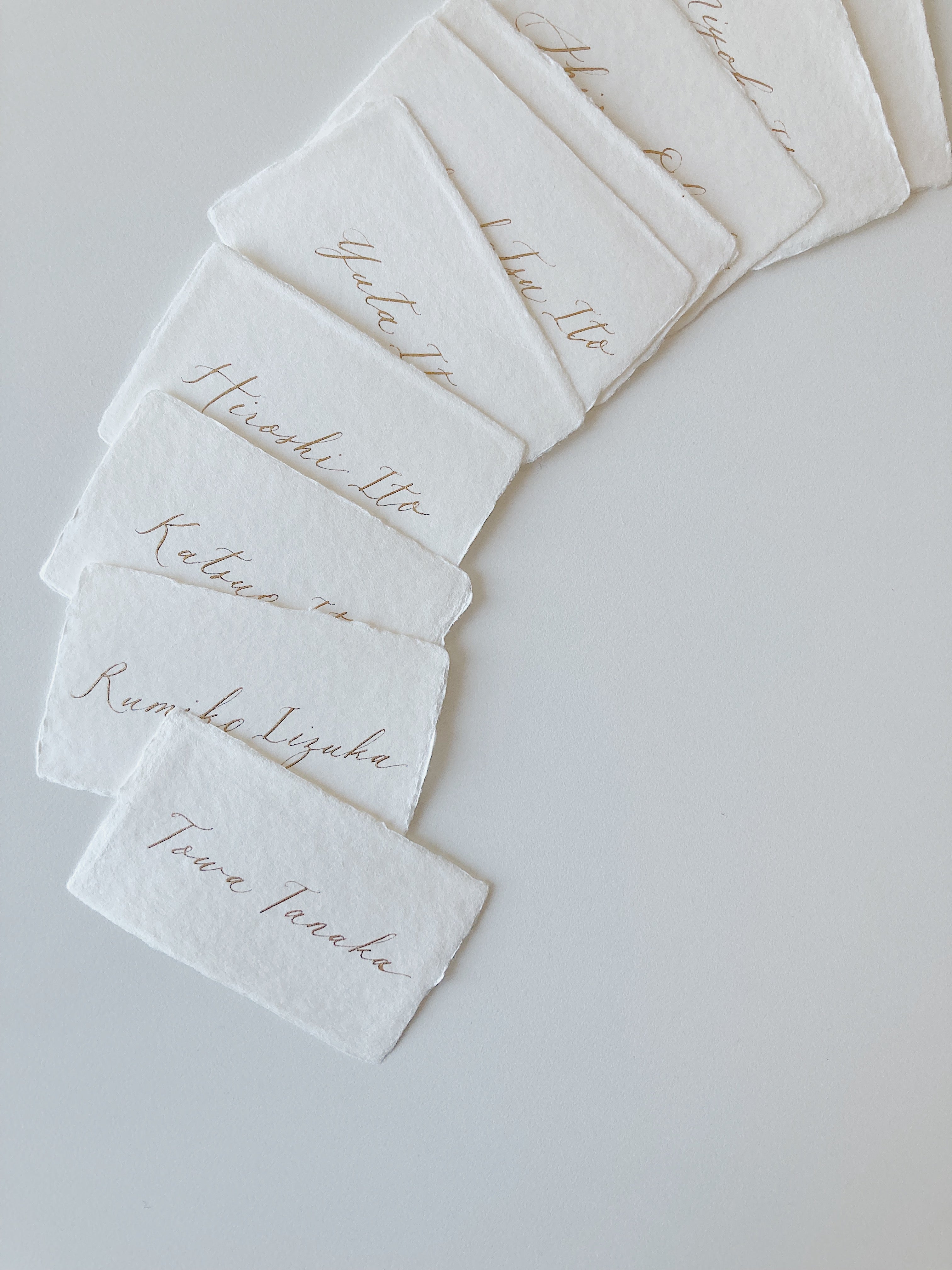 カリグラフィーと和紙の席札