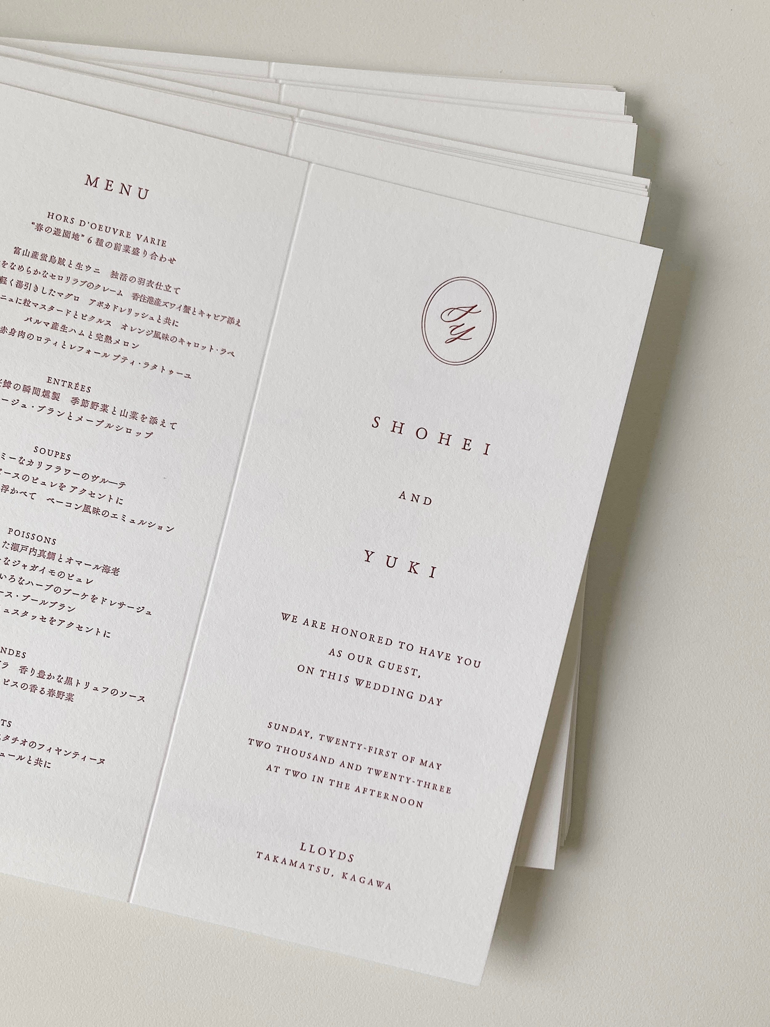 活版印刷 席次表 デザイン