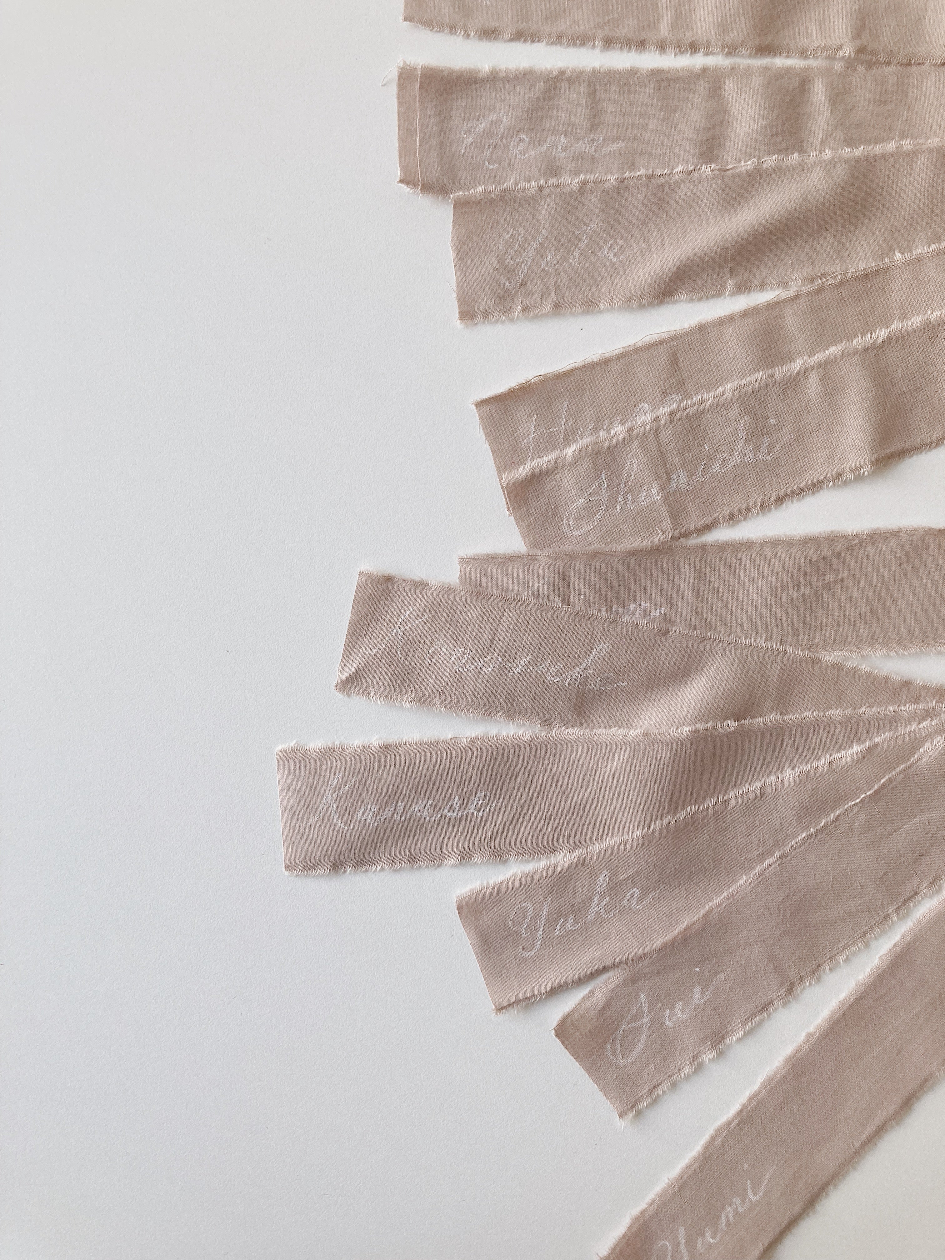 コットンリボンの席札 カリグラフィー