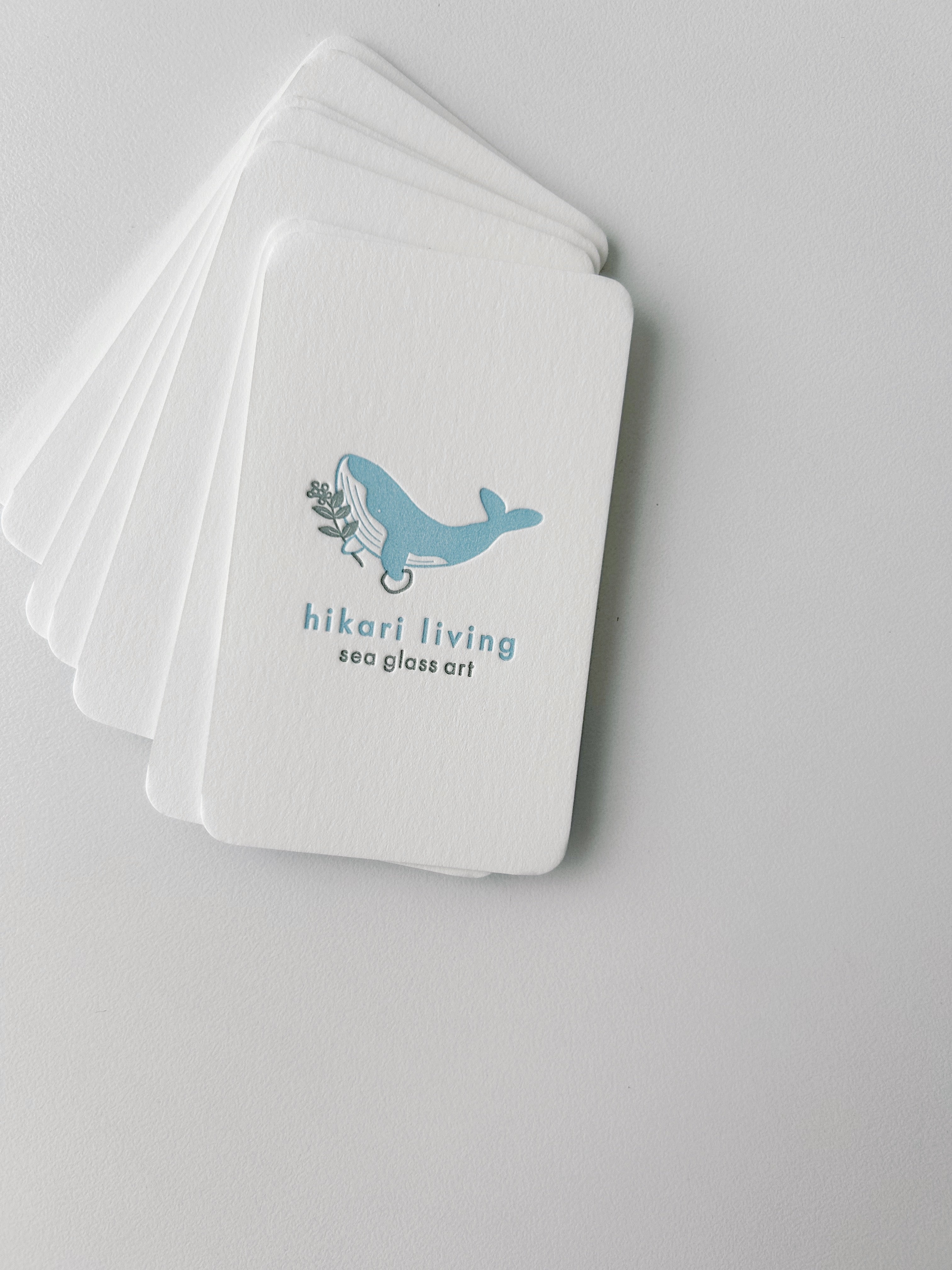 シーグラスアート店さまのロゴマーク、ショップカードとThankyouカードデザイン