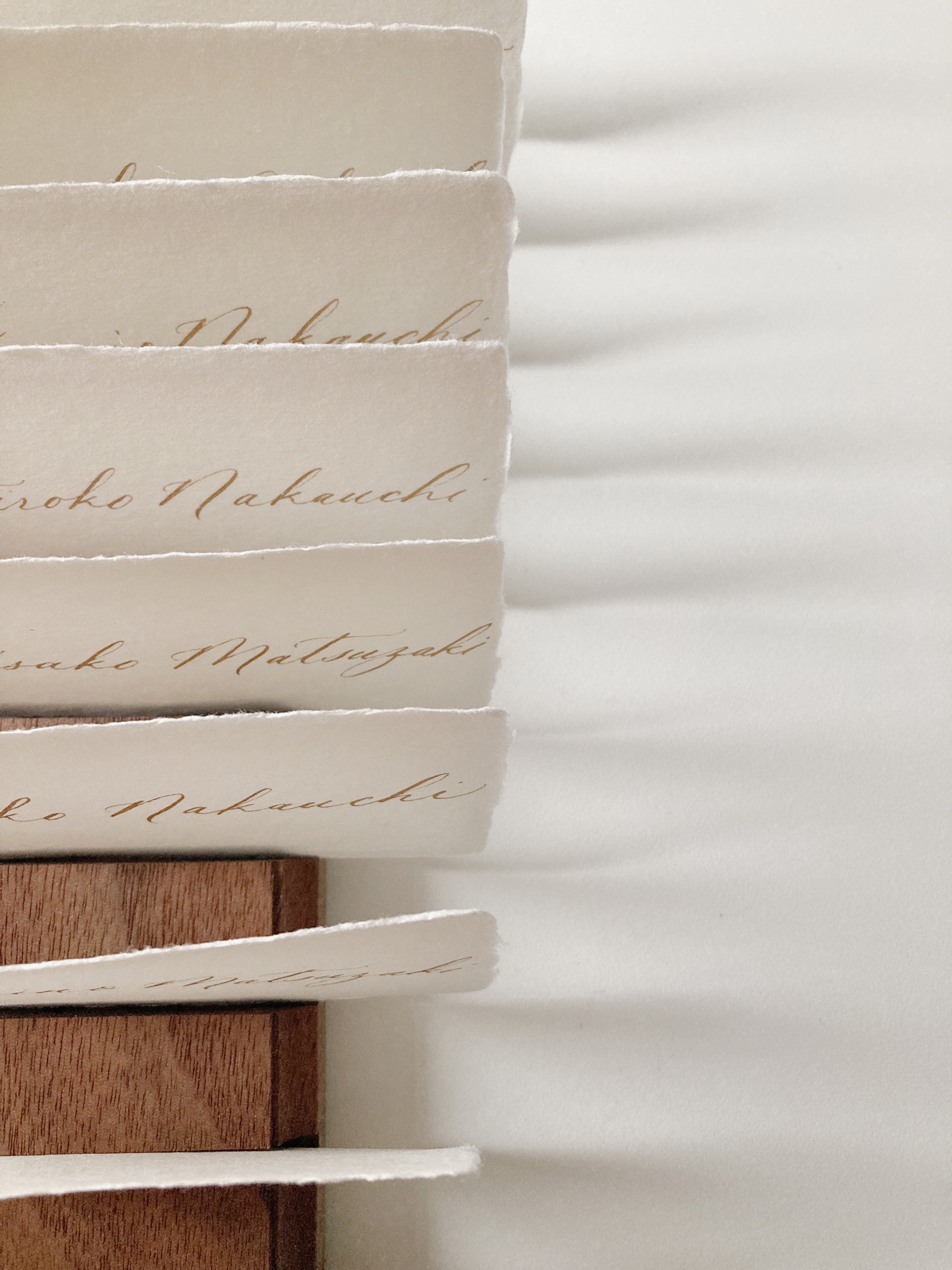 和紙のカリグラフィー 席札