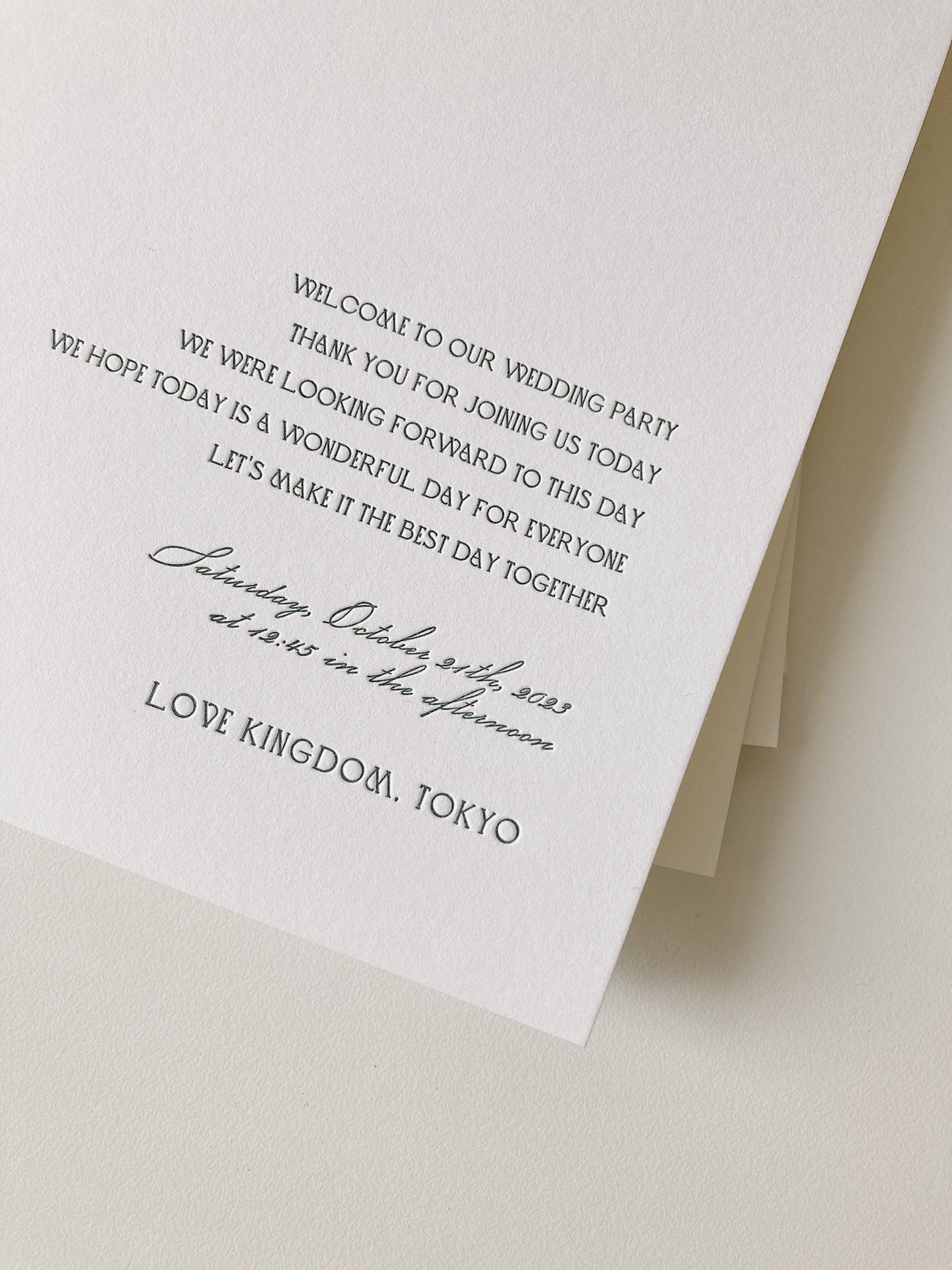 活版印刷 席次表 デザイン ペーパーアイテム コットンペーパー