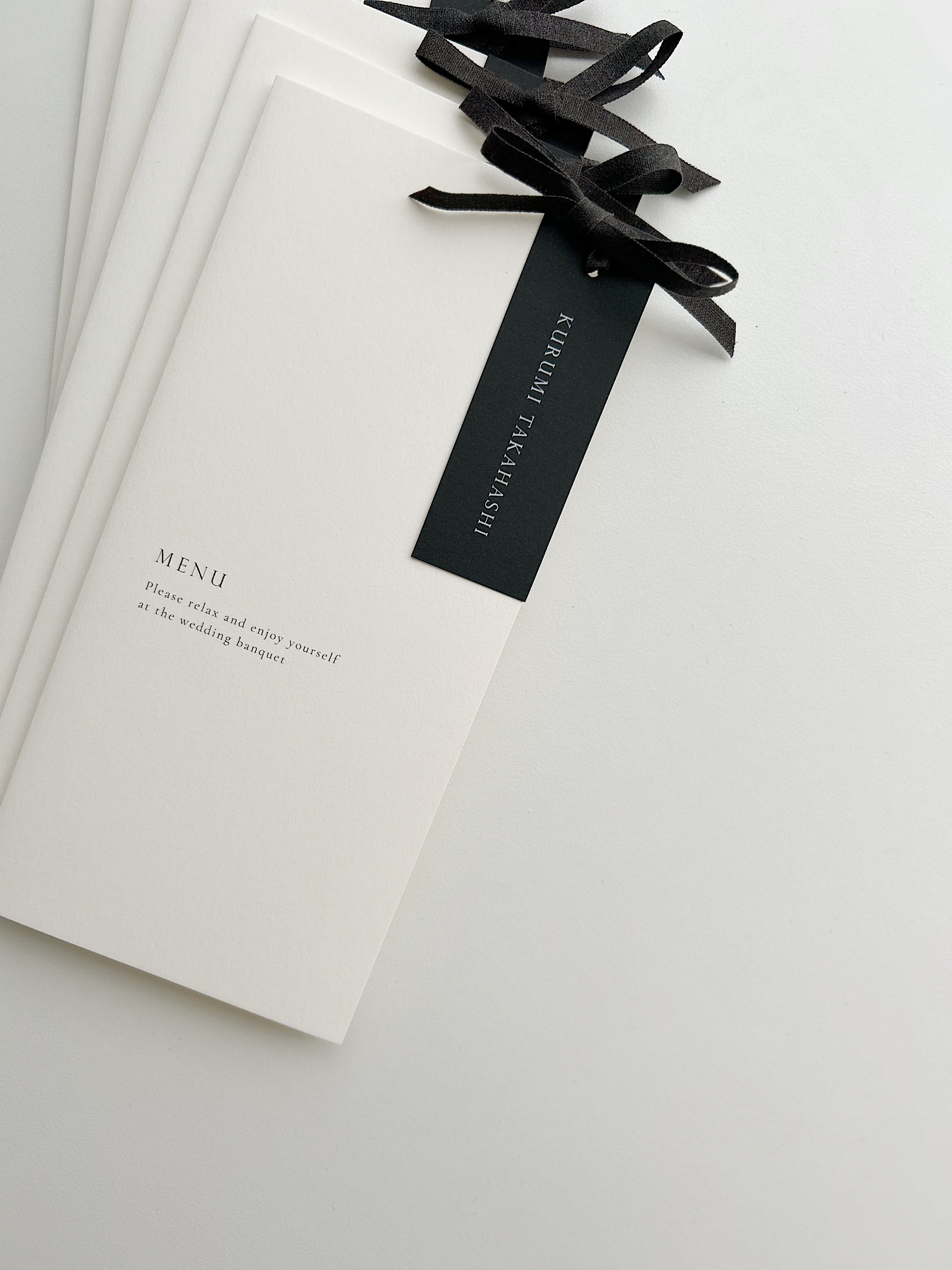 メニュー表 シンプルデザイン ホワイト印刷 ホワイトインク