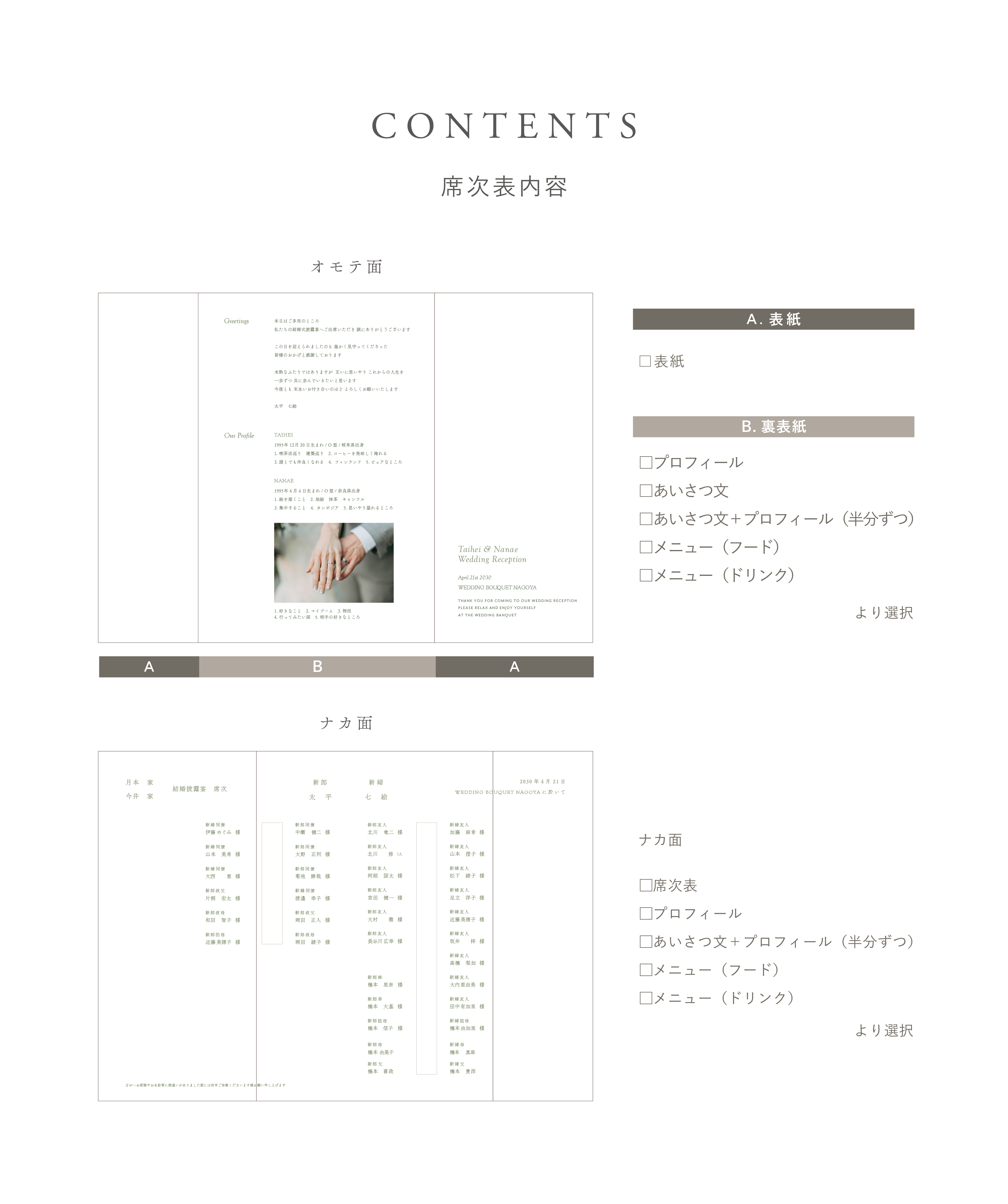 ellie's note / 席次表