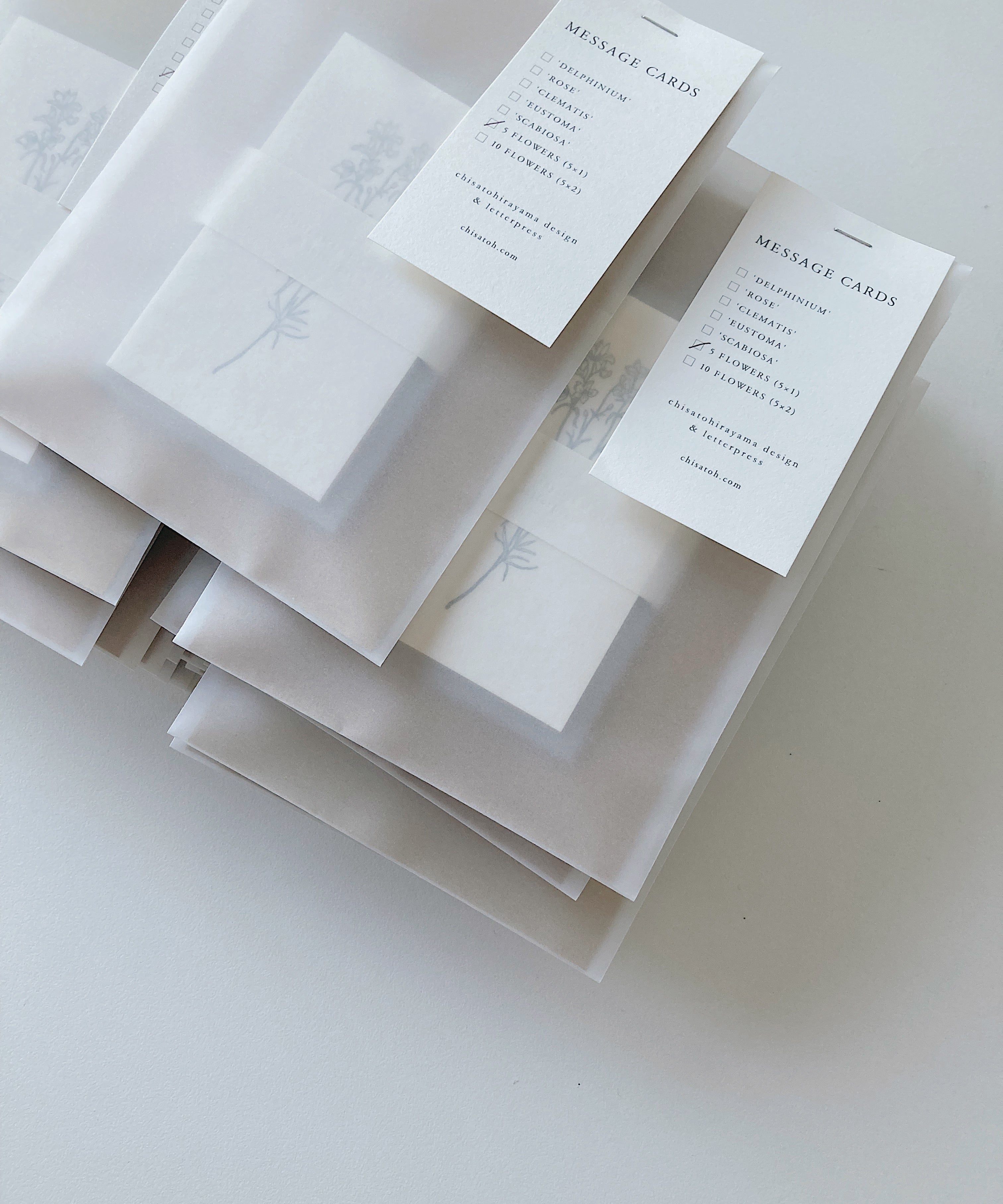 5 Flowers message cards / 5種類のお花のメッセージカード