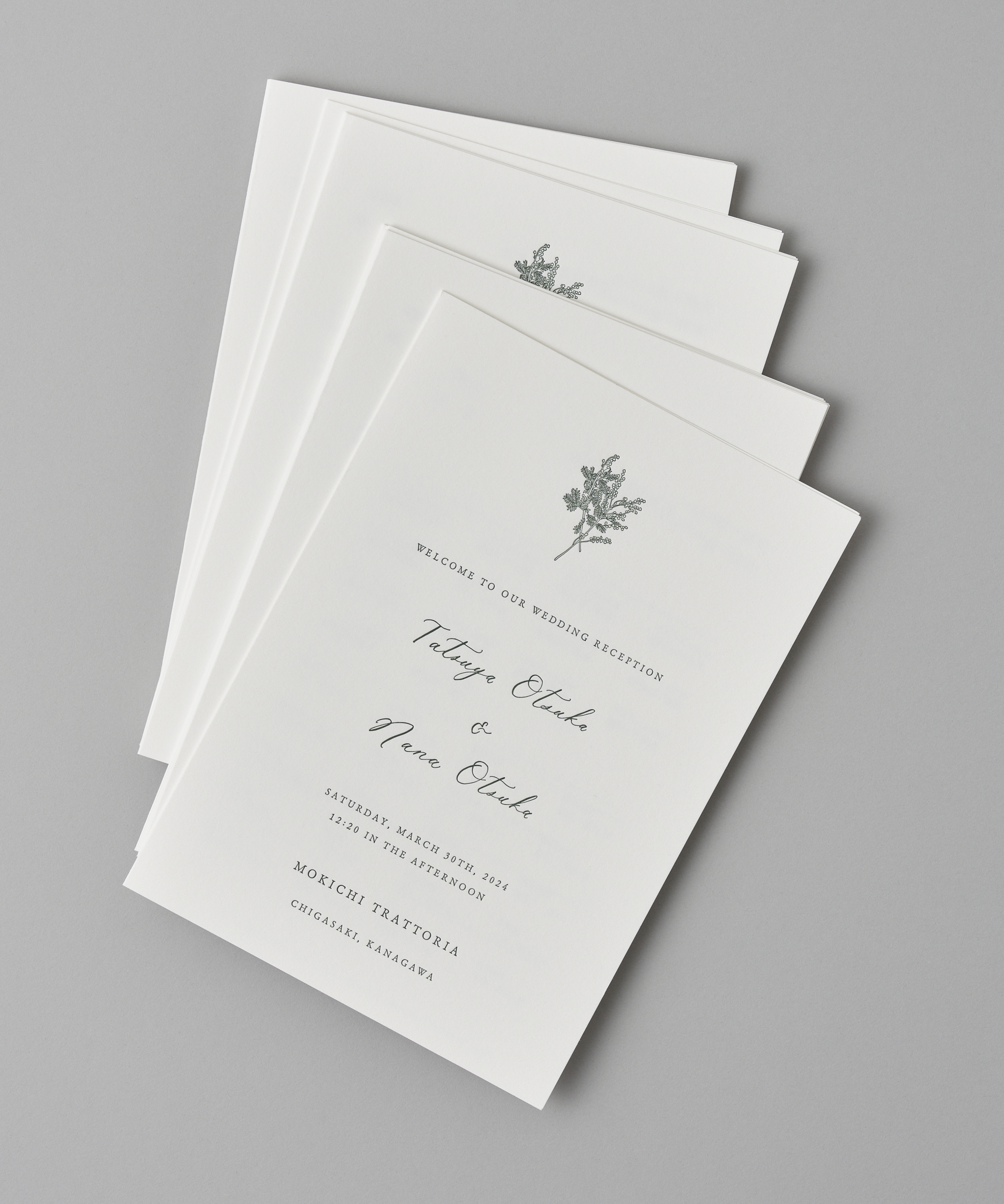 〈活版印刷〉A4 二つ折りの席次表 - コットンペーパー