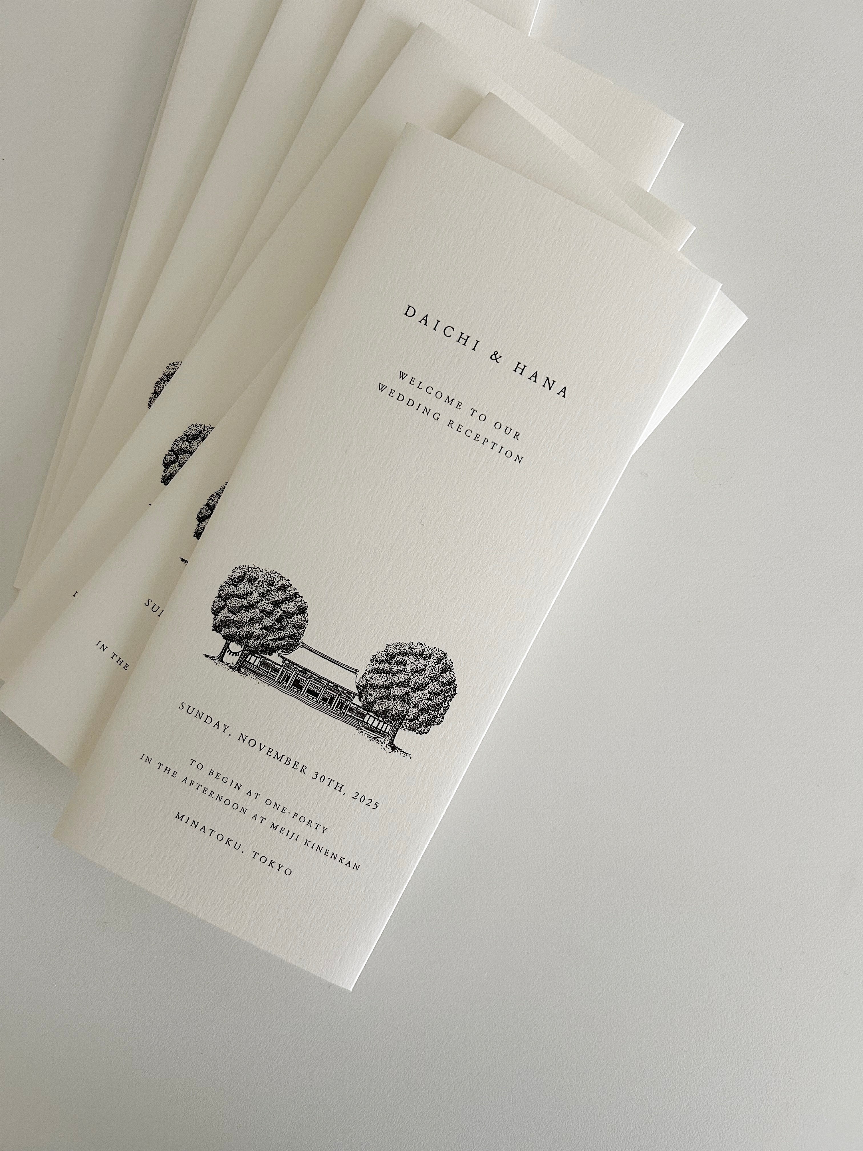 結婚式席次表　夫婦楠　明治神宮　イラスト　ペーパーアイテム