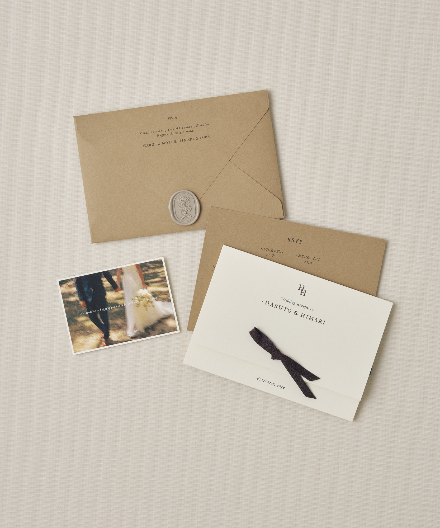 [ package A ] cappuccino / 招待状＋席次表＋メニュー表＋席札set