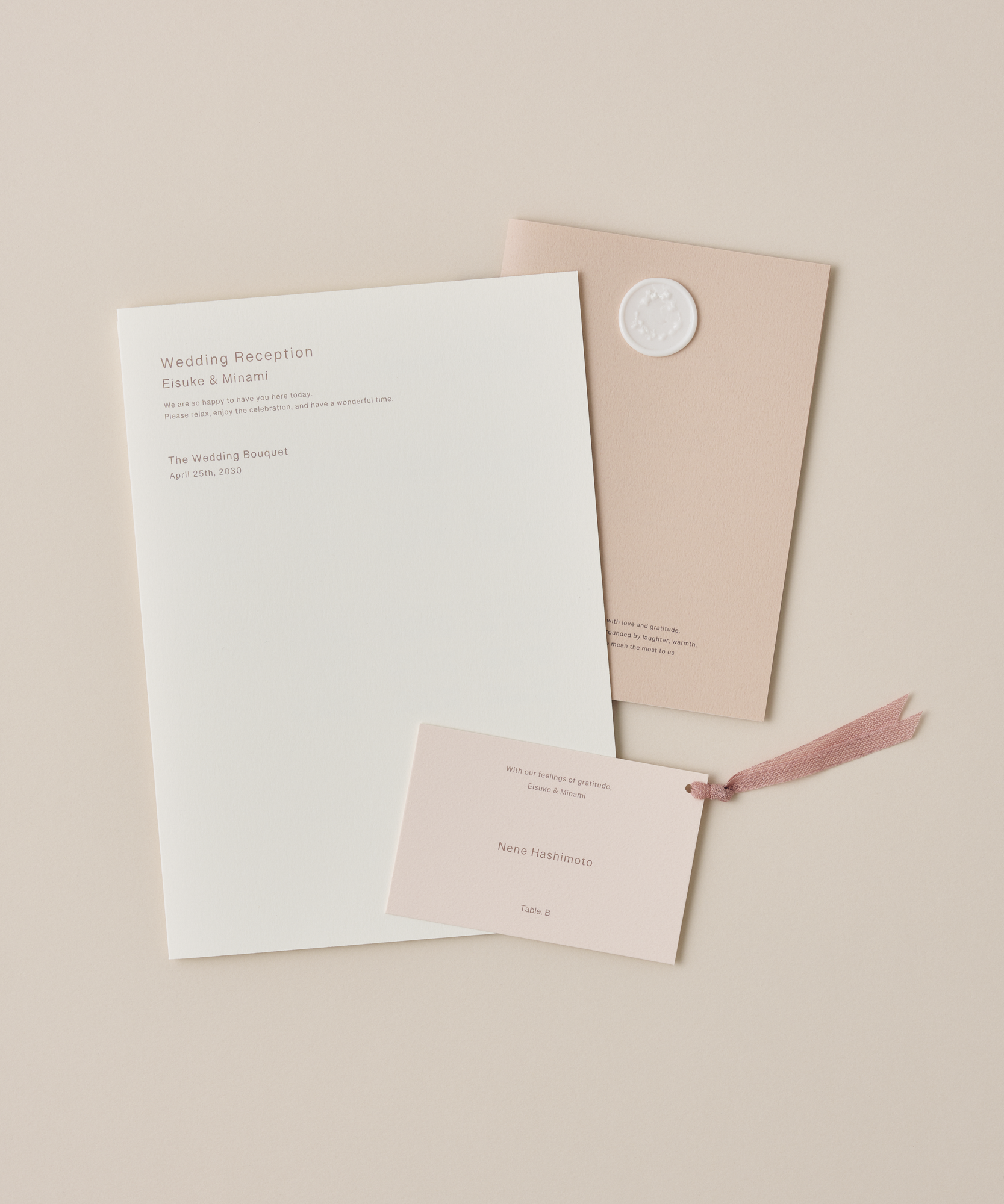 [ package B ] magnolia / 席次表＋メニュー表＋席札set